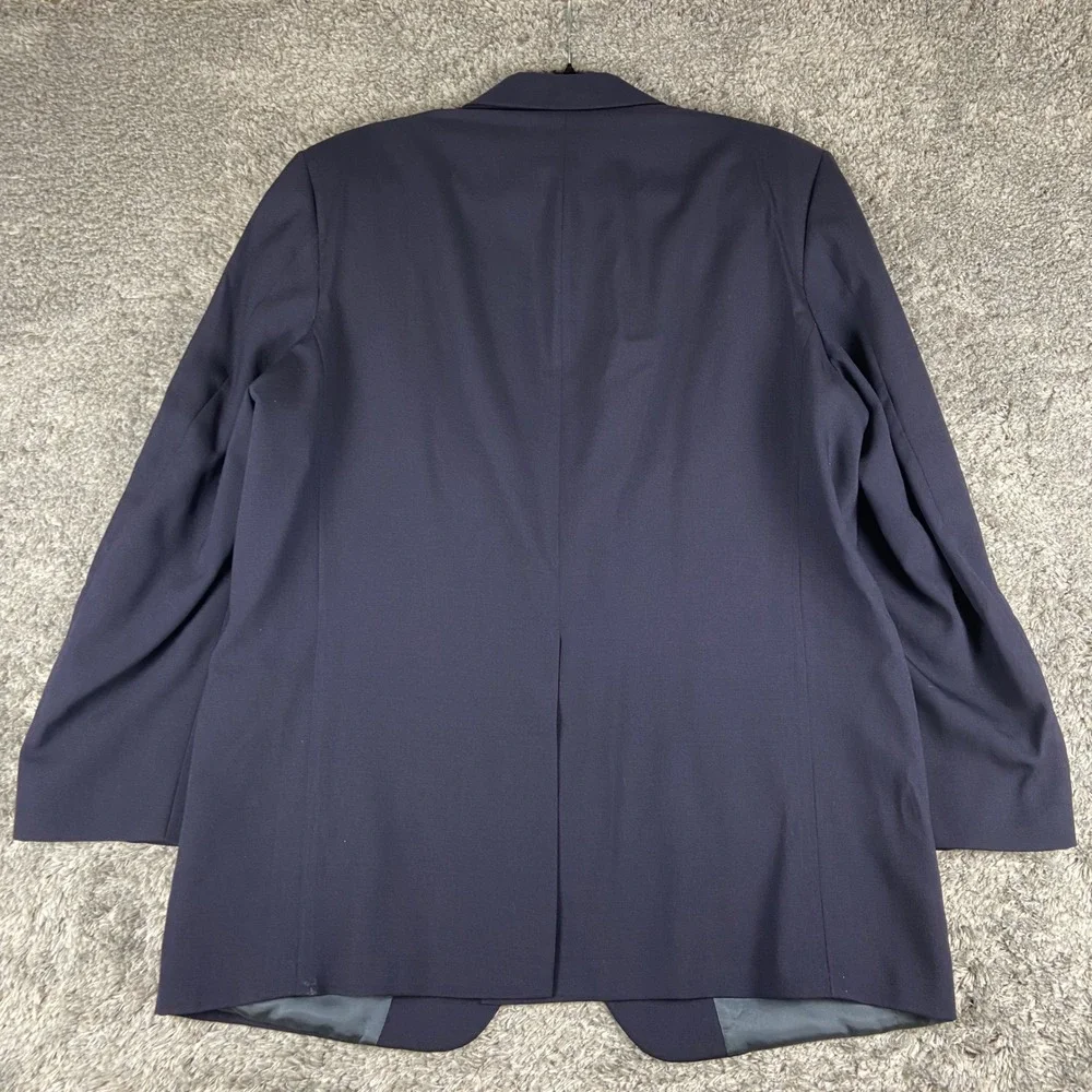 Geoffrey Beene Gold Button Blazer Men 46R Navy Blue Wool Tailored USA Sport Coat
